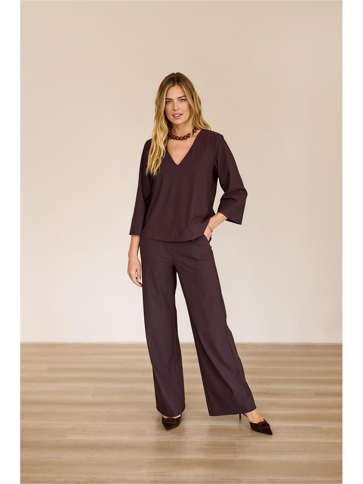 Donkerbruine geklede broek Lexie Studio Anneloes 
