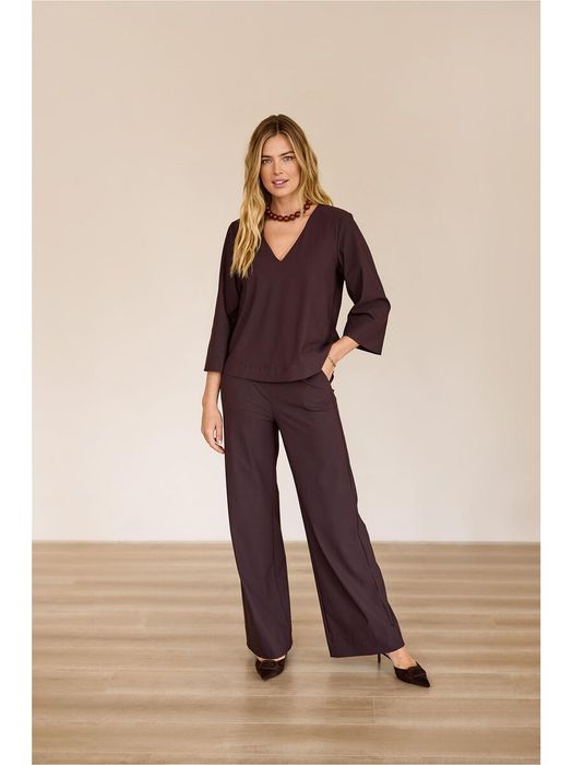 Donkerbruine geklede broek Lexie Studio Anneloes