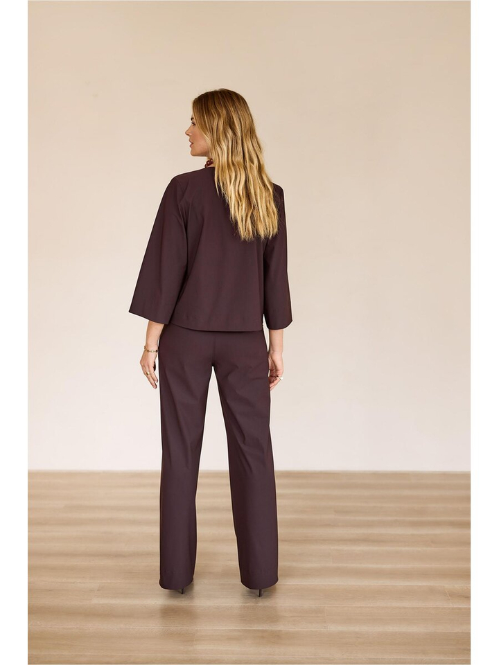 Donkerbruine geklede broek Lexie Studio Anneloes 