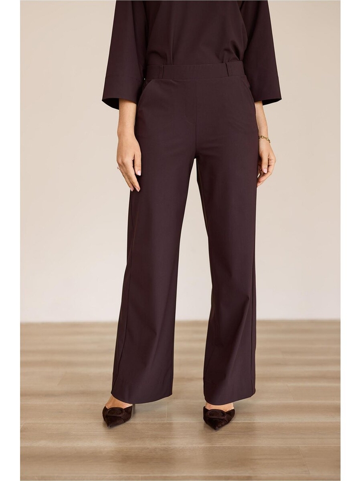 Donkerbruine geklede broek Lexie Studio Anneloes 