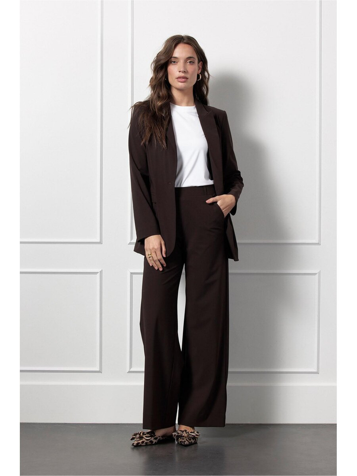 Donkerbruine geklede broek Lexie Studio Anneloes 
