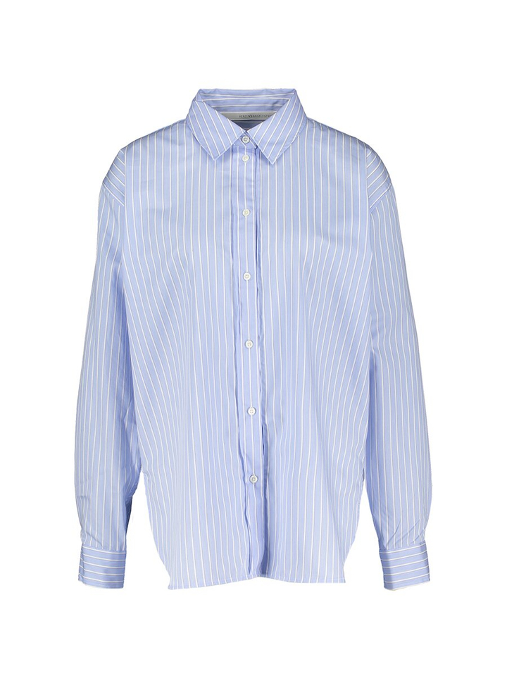 Blauwe katoenen gestreepte bloes Herzen's