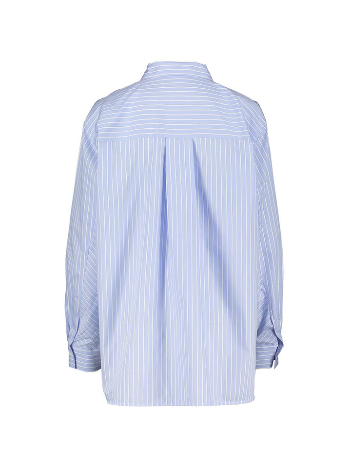 Blauwe katoenen gestreepte bloes Herzen's