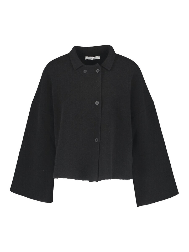 Zwarte gilet met langere achterkant en split aan de zijkant Pineto Furore