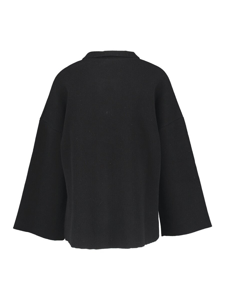 Zwarte gilet met langere achterkant en split aan de zijkant Pineto Furore