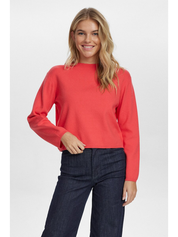 Koraal kleurige trui met boothals Carma Numph