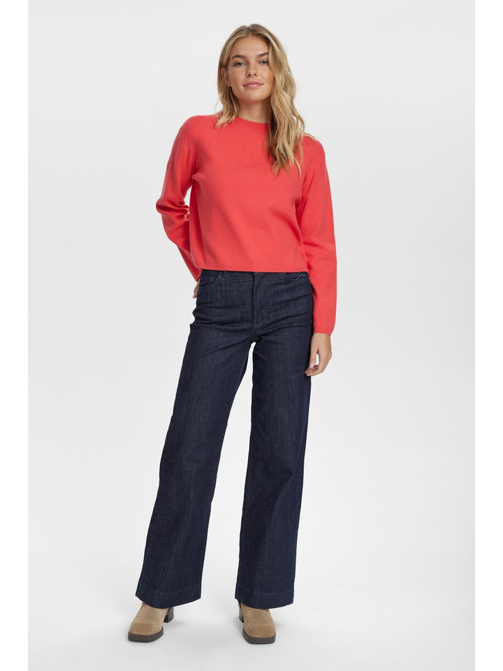 Koraal kleurige trui met boothals Carma Numph