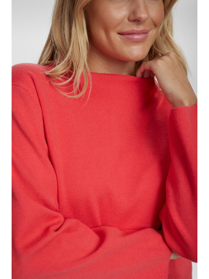 Koraal kleurige trui met boothals Carma Numph