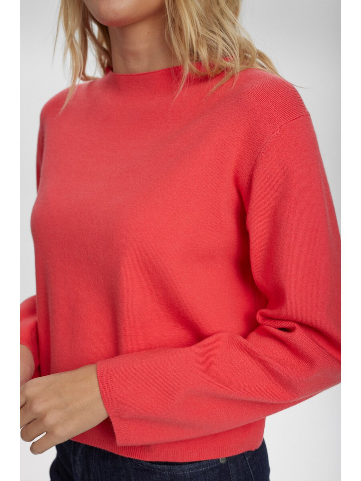 Koraal kleurige trui met boothals Carma Numph