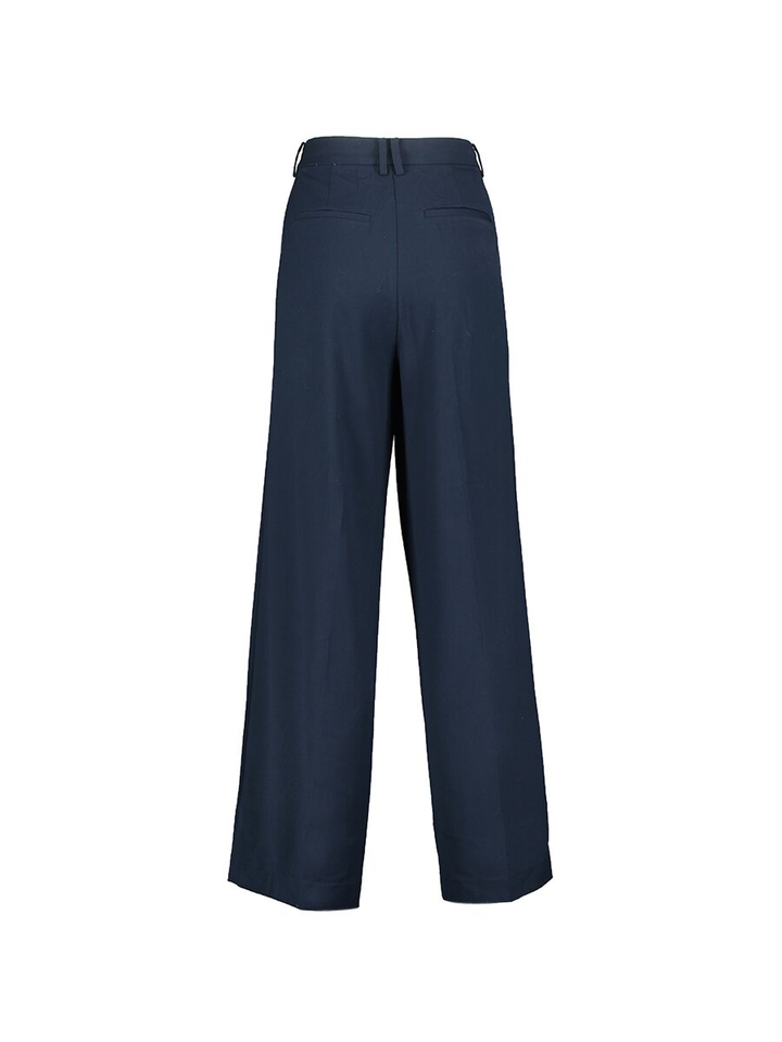 Donkerblauwe wijde broek met bandplooi Mathy Numph