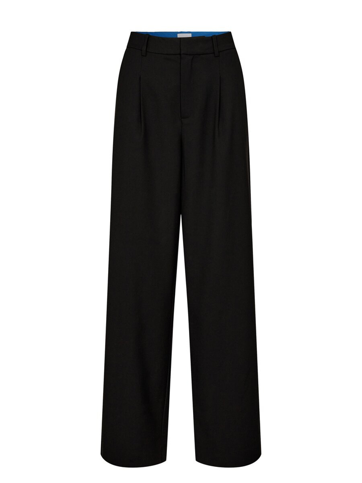 Zwarte wijde broek met bandplooi Mathy Numph