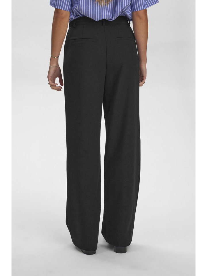 Zwarte wijde broek met bandplooi Mathy Numph