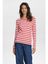 Rood en ecru gestreepte t-shirt met ronde hals Mixie Numph