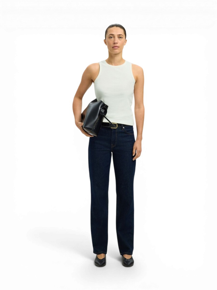Witte top in ribbel Selected