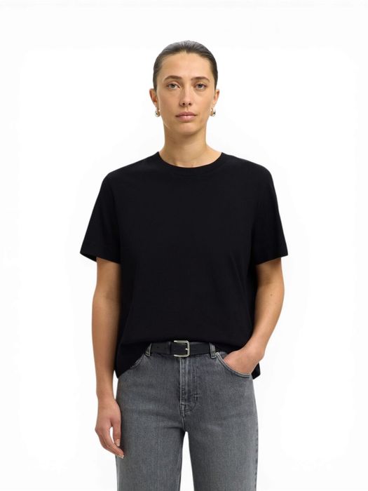 Zwarte t-shirt met ronde hals Selected