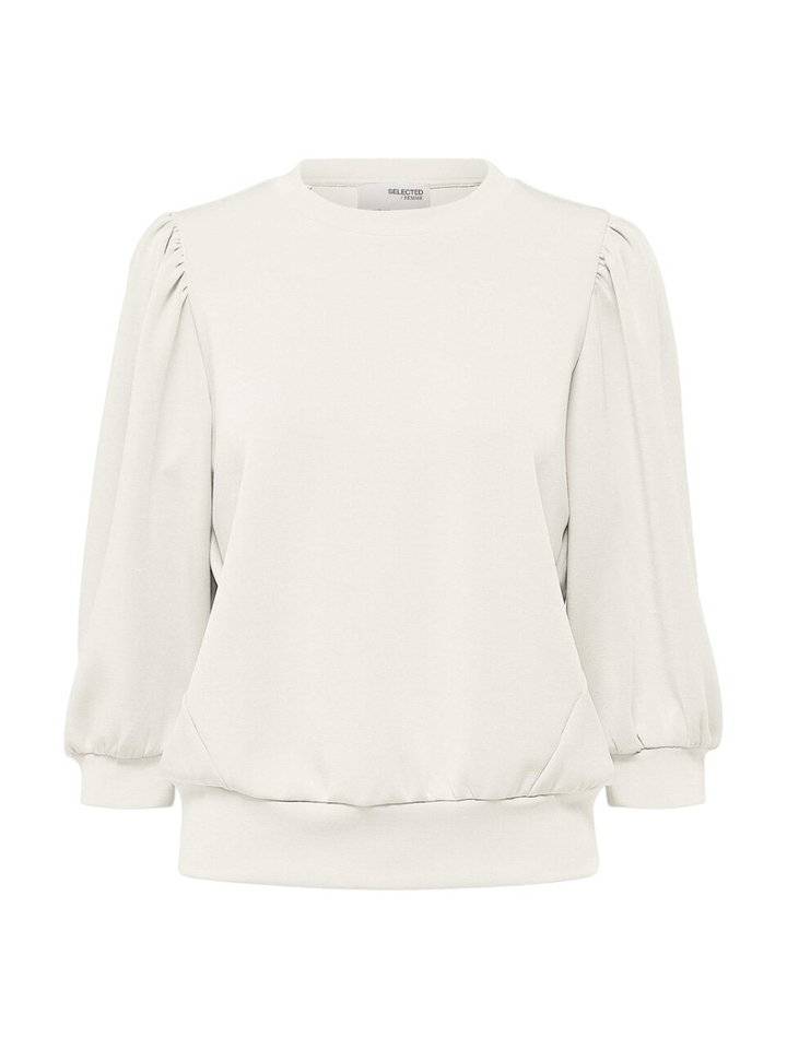 Ecru sweater met ronde hals Selected