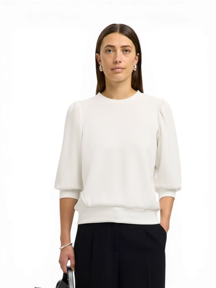 Ecru sweater met ronde hals Selected