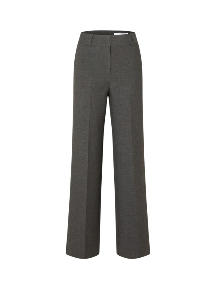 Donkergrijze geklede broek met bandplooien Selected Femme