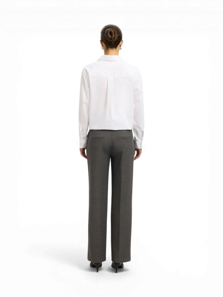 Donkergrijze geklede broek met bandplooien Selected Femme