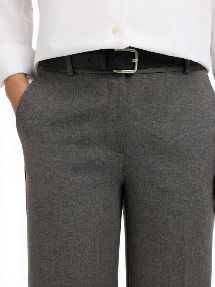 Donkergrijze geklede broek met bandplooien Selected Femme