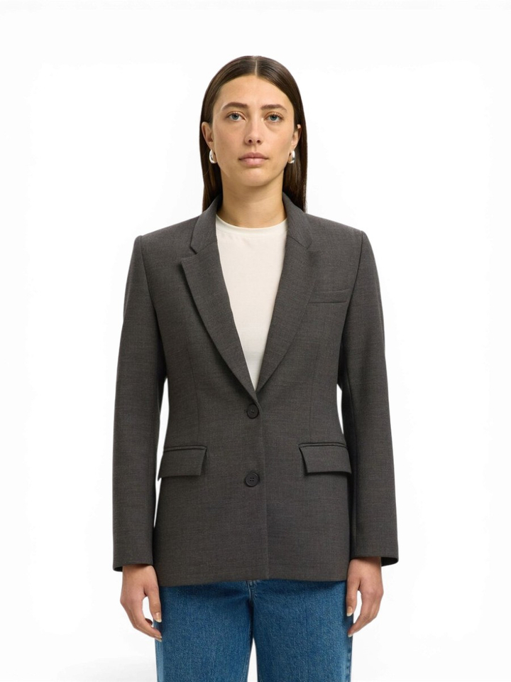 Donkergrijze geklede blazer Slfrita Selected