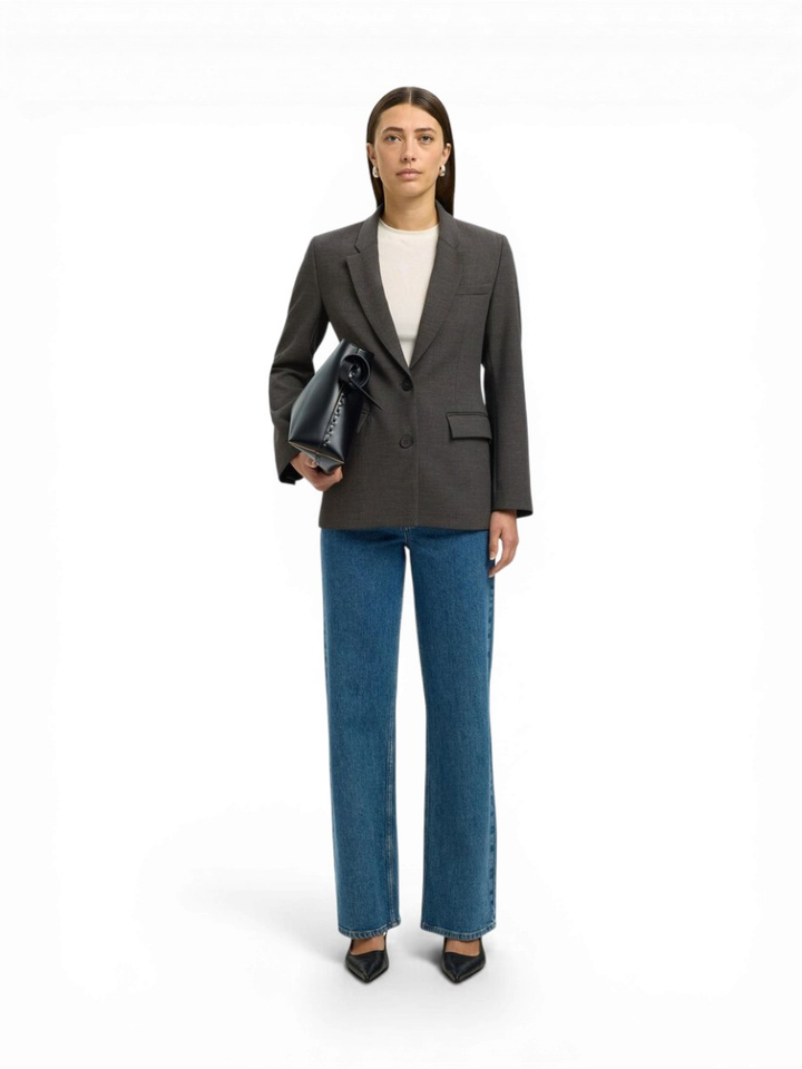 Donkergrijze geklede blazer Slfrita Selected