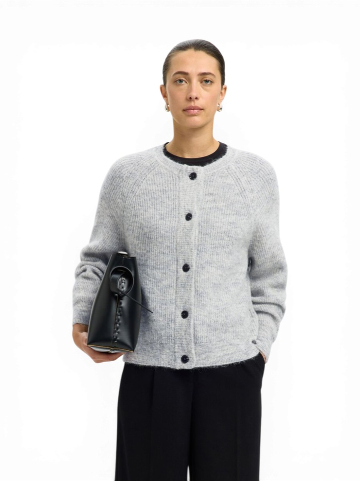 Light grey melange gilet met knopen Selected