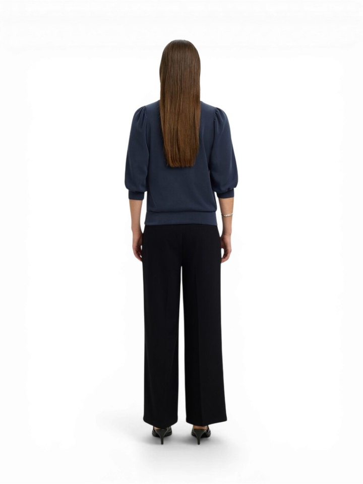 Donkerblauwe pull met driekwart mouwen Selected