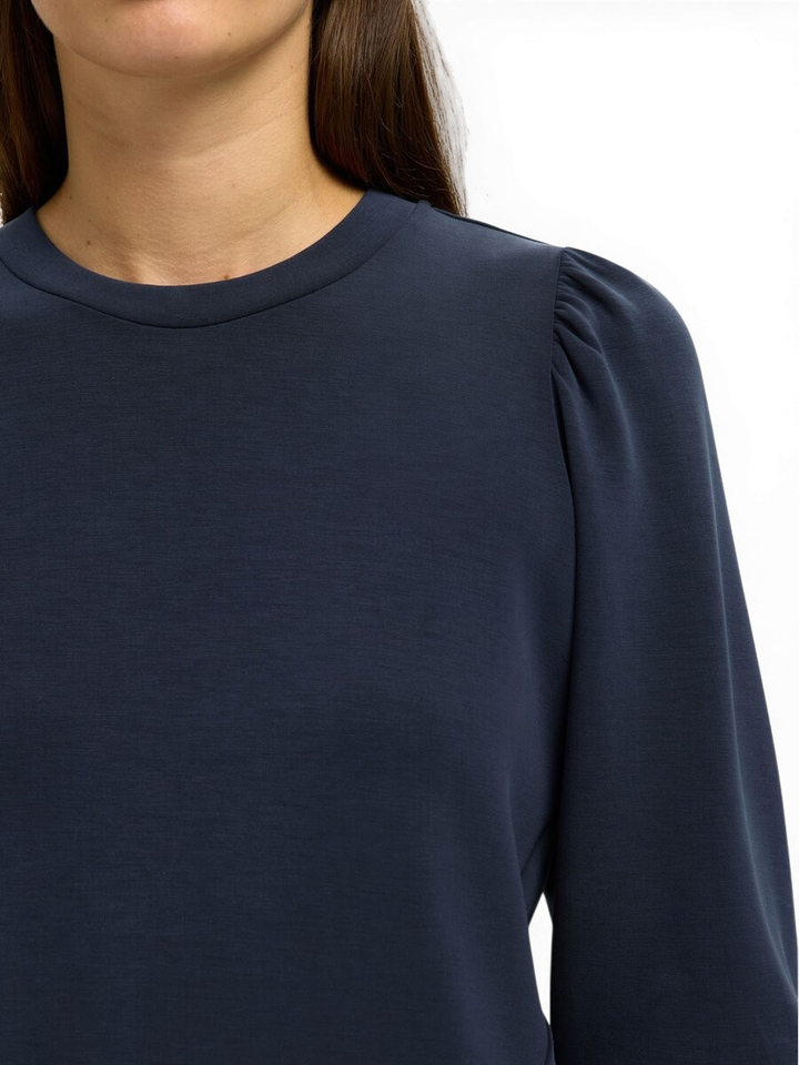 Donkerblauwe pull met driekwart mouwen Selected