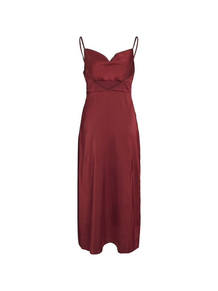 Wijnrode glanzende jurk met watervalhals Viravenna Vila