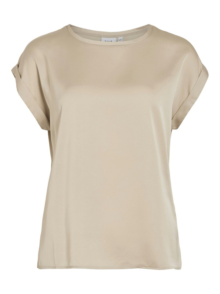 Beige t-shirt met glanzende voorzijde Viellette Vila
