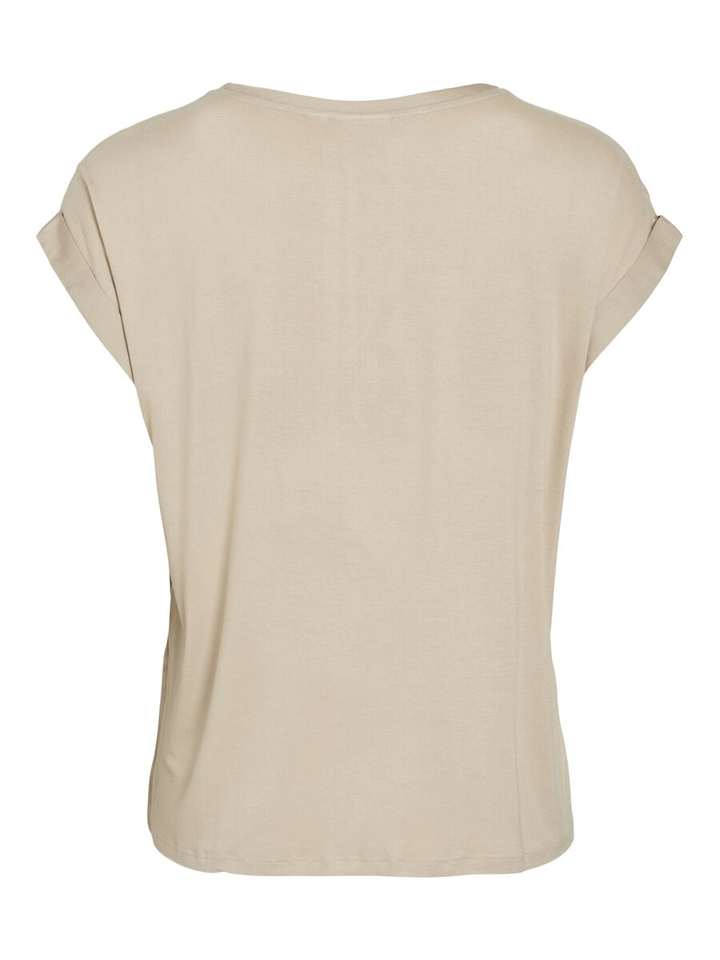 Beige t-shirt met glanzende voorzijde Viellette Vila