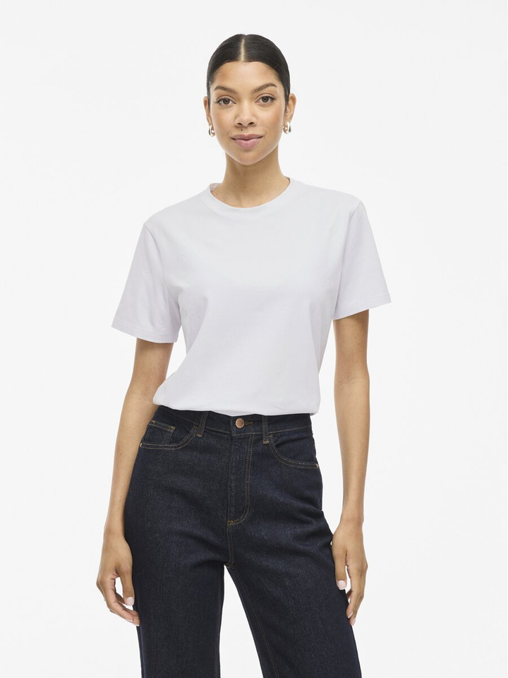 Witte t-shirt met ronde hals en korte mouwen Vinora Vila