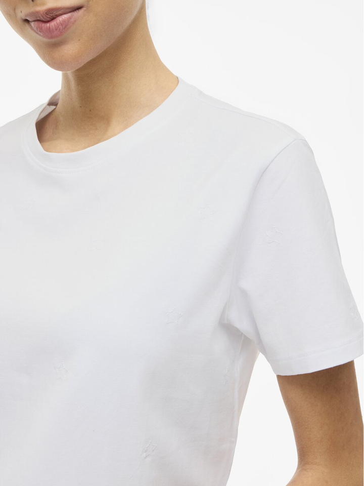 Witte t-shirt met ronde hals en korte mouwen Vinora Vila