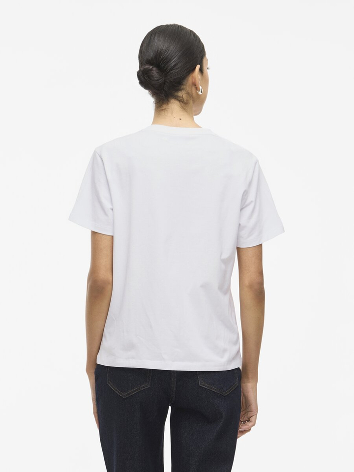 Witte t-shirt met ronde hals en korte mouwen Vinora Vila