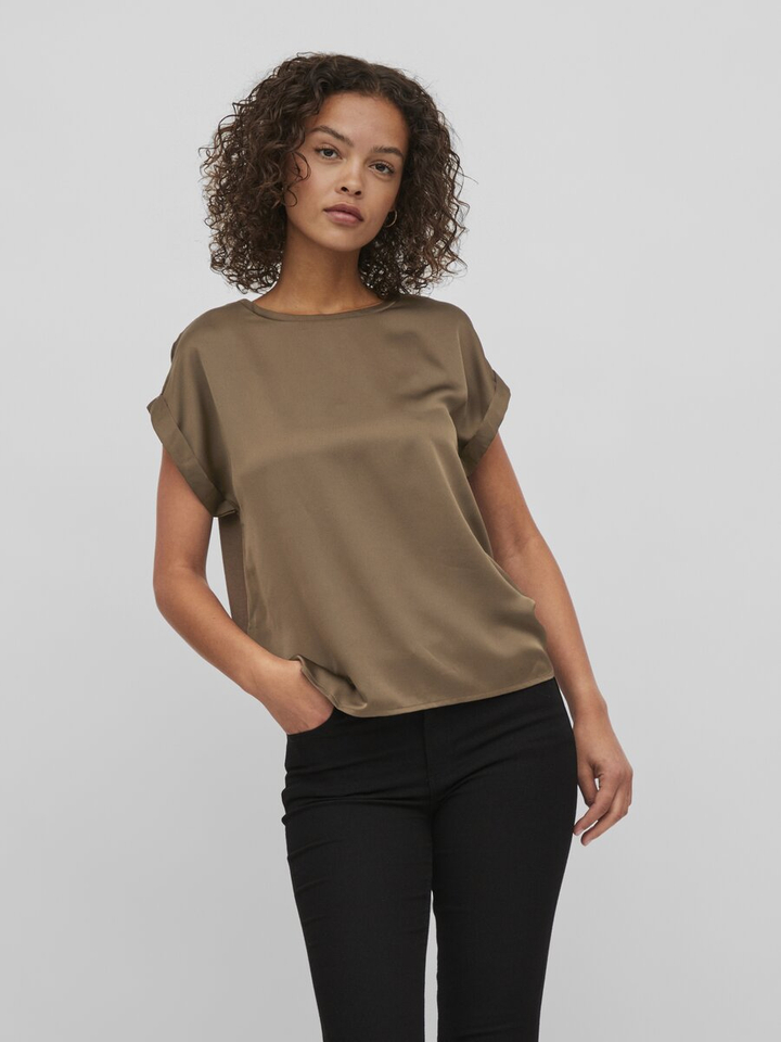 Grijze top met ronde hals Vielette Vila