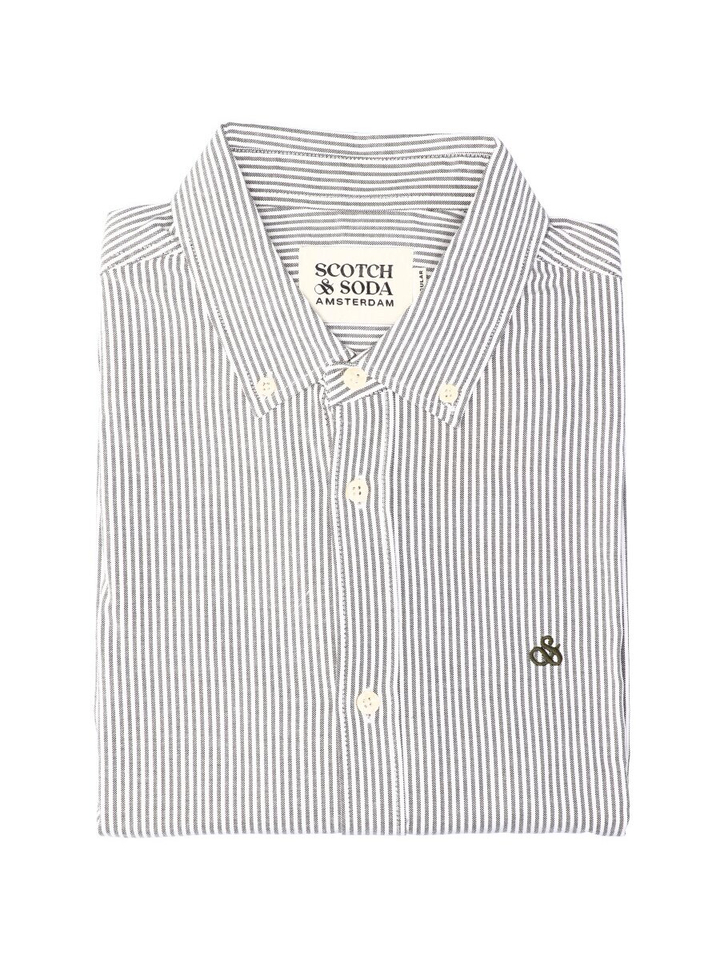 Wit katoenen hemd ( regular fit) met strepen en lange mouwen Scotch&Soda