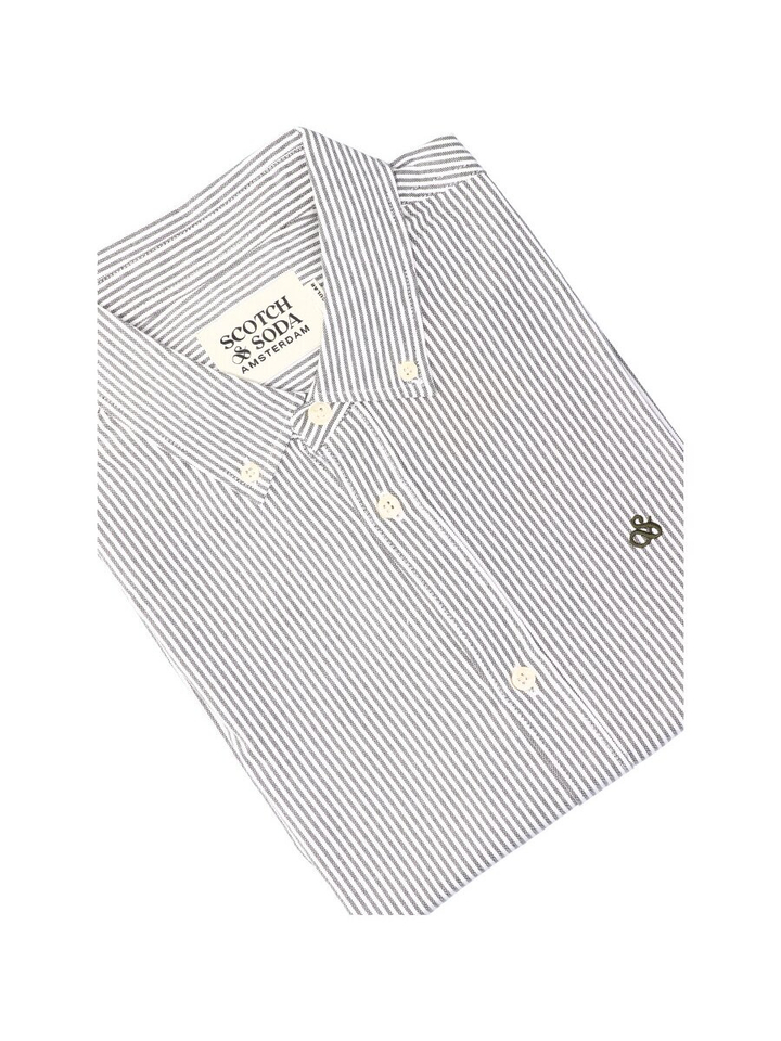 Wit katoenen hemd ( regular fit) met strepen en lange mouwen Scotch&Soda