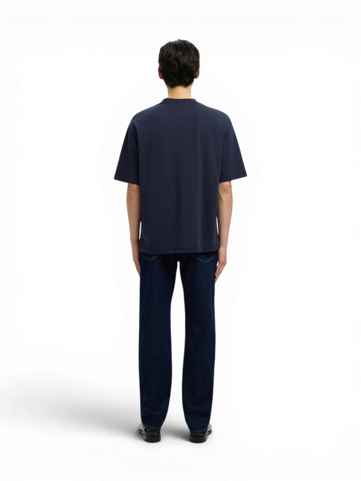 Donkerblauwe effen t-shirt Selected