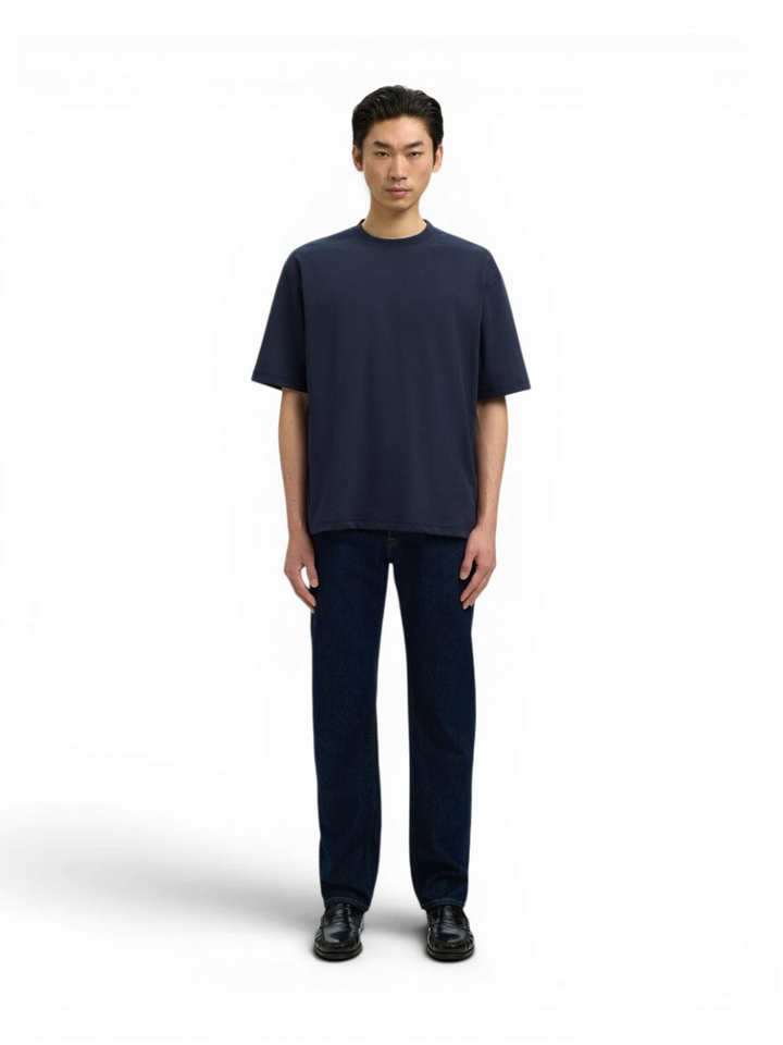 Donkerblauwe effen t-shirt Selected