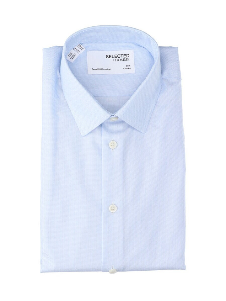 Blauw hemd met licht motief Selected 