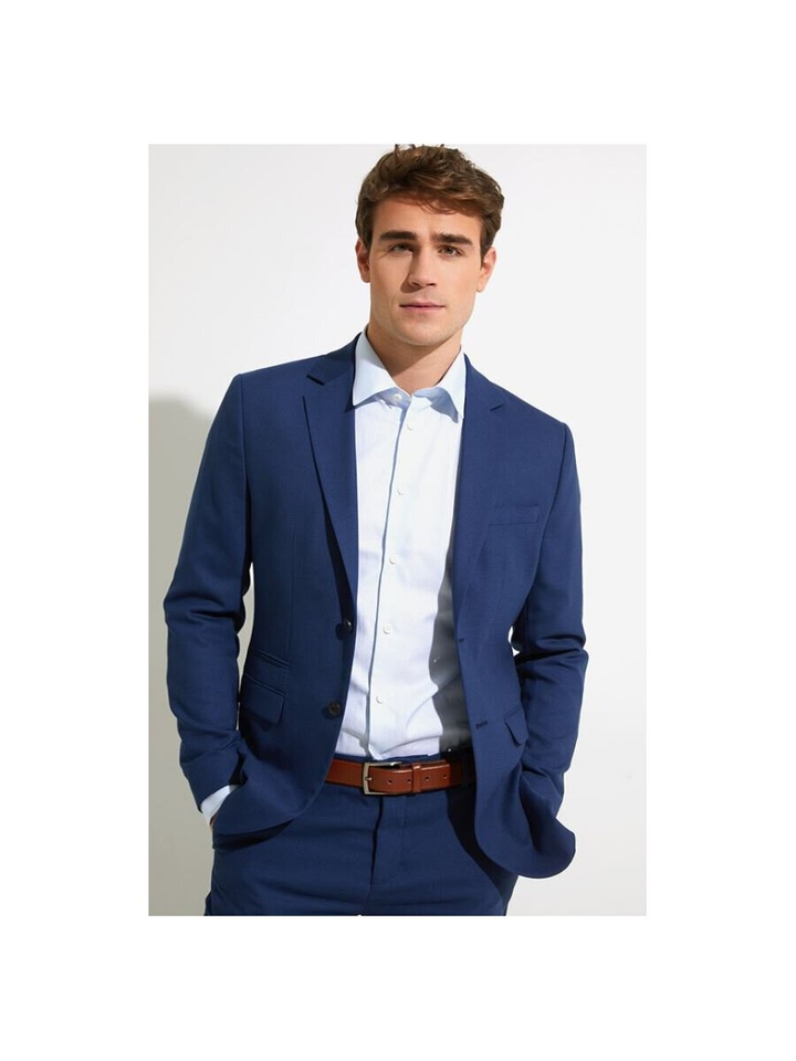 Blauw hemd met licht motief Selected 