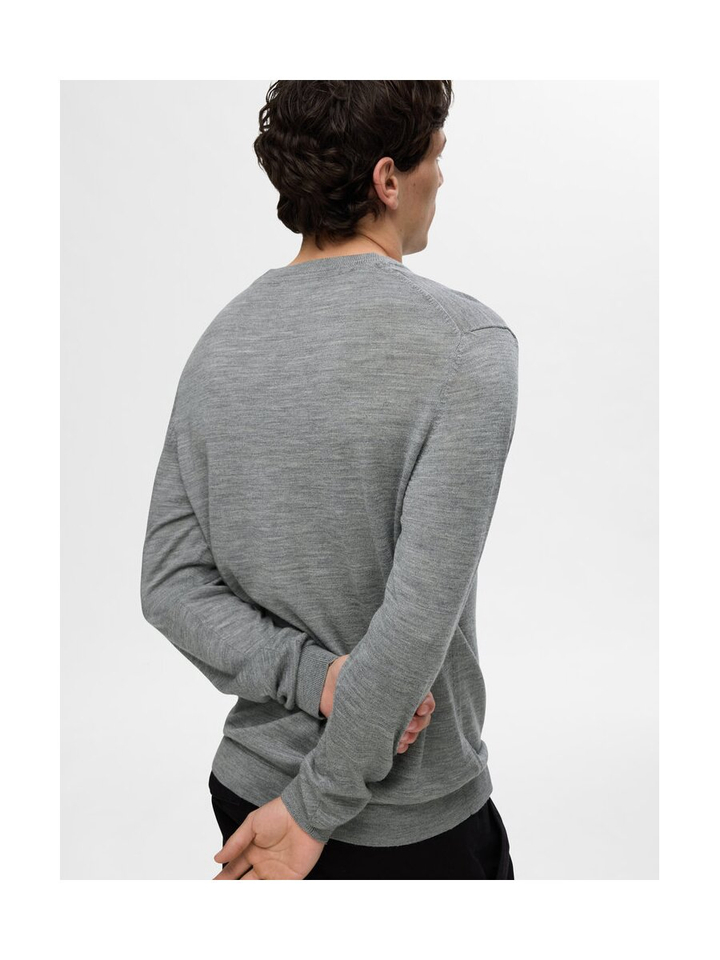 Grijze trui in Merino wol Selected