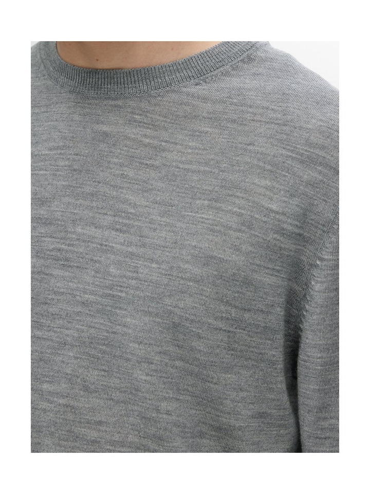 Grijze trui in Merino wol Selected