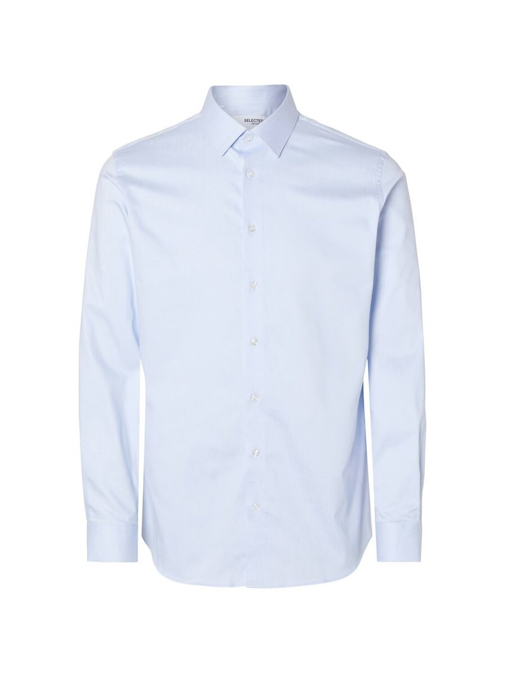 Lichtblauw katoenen hemd (slim fit) met lange mouwen Selected