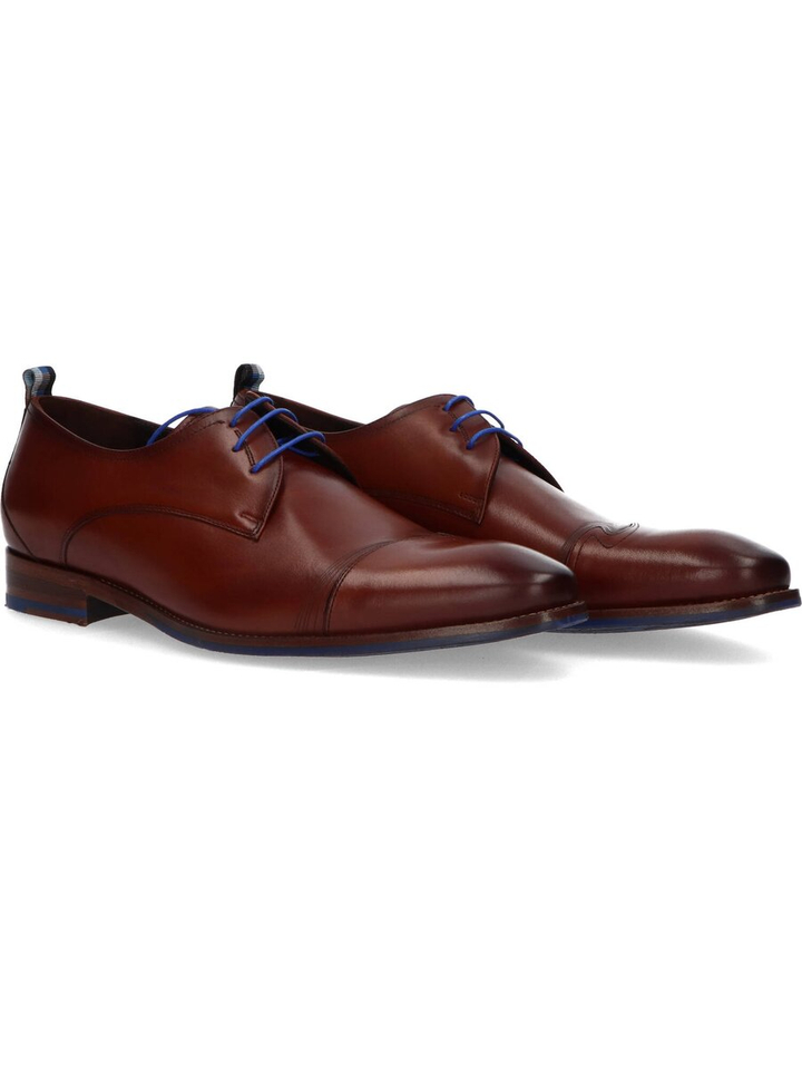 Cognac lederen lage geklede schoen Van Bommel