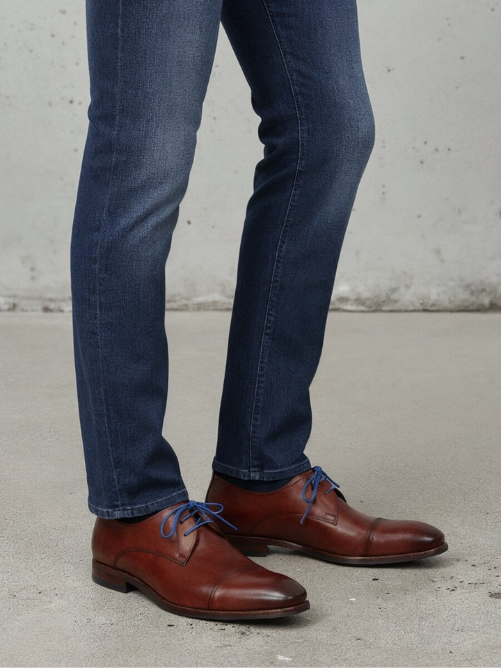 Cognac lederen lage geklede schoen Van Bommel