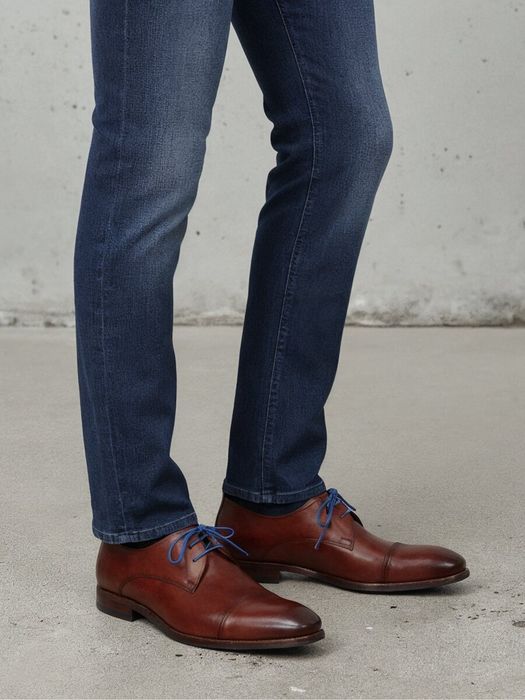 Cognac lederen lage geklede schoen Van Bommel