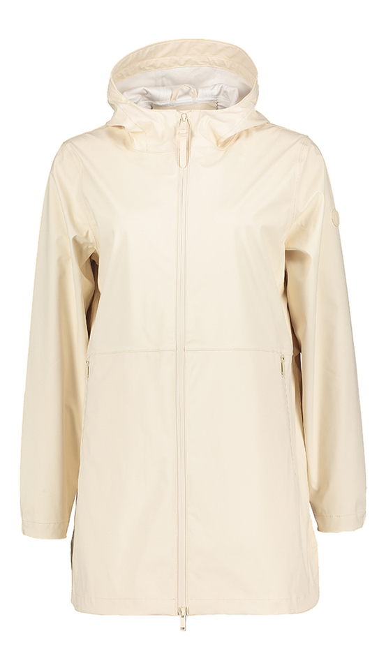 Ecru regenmantel met rits en kap Brouillard Tanta