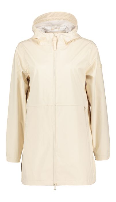 Ecru regenmantel met rits en kap Brouillard Tanta